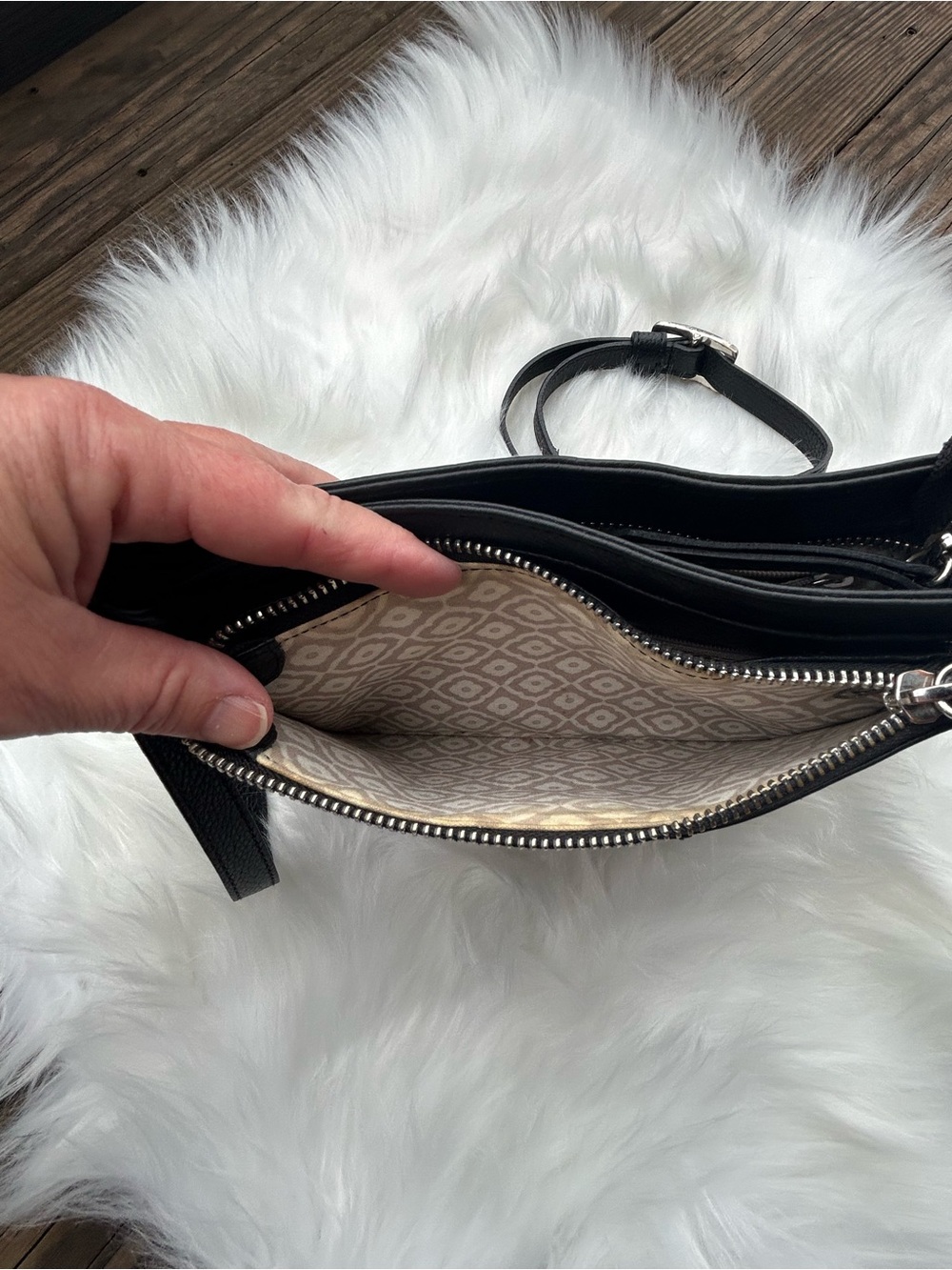 Black Pretty Tough Studded Crossbody Bag with Silver Accent - Picture 7 of 13